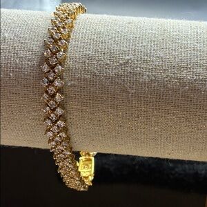 Sterling Yellow Tennis Bracelet with CZ Accents